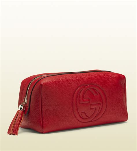 gucci red leather makeup bag|gucci cosmetic bag sale.